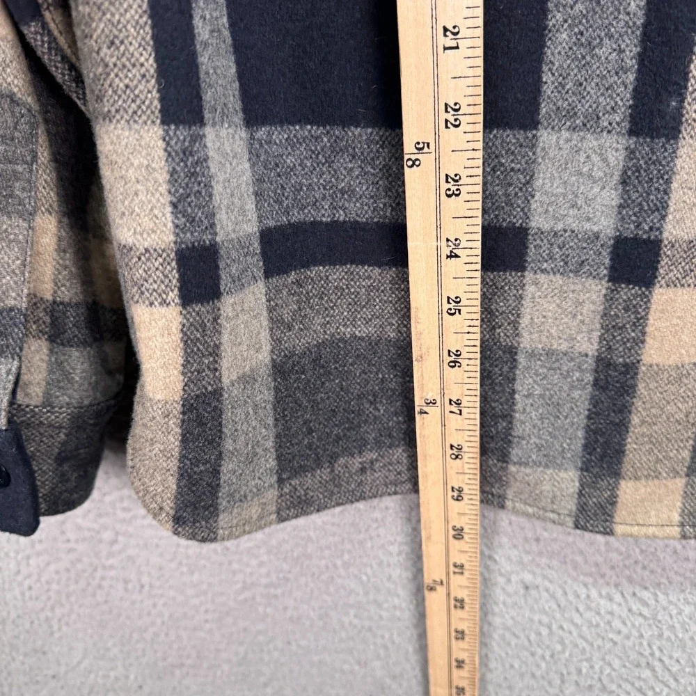Wallace & Barnes Shacket Mens M Blue Gray Plaid Wool Blend Rugged‎ Outdoor Work